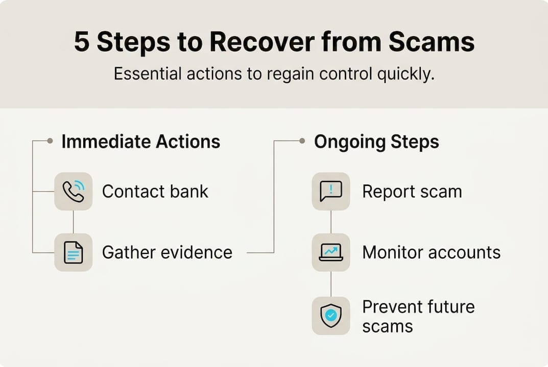 Infographic of five key scam recovery steps