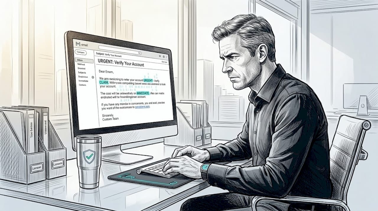 User inspects altered email with invisible Unicode symbols