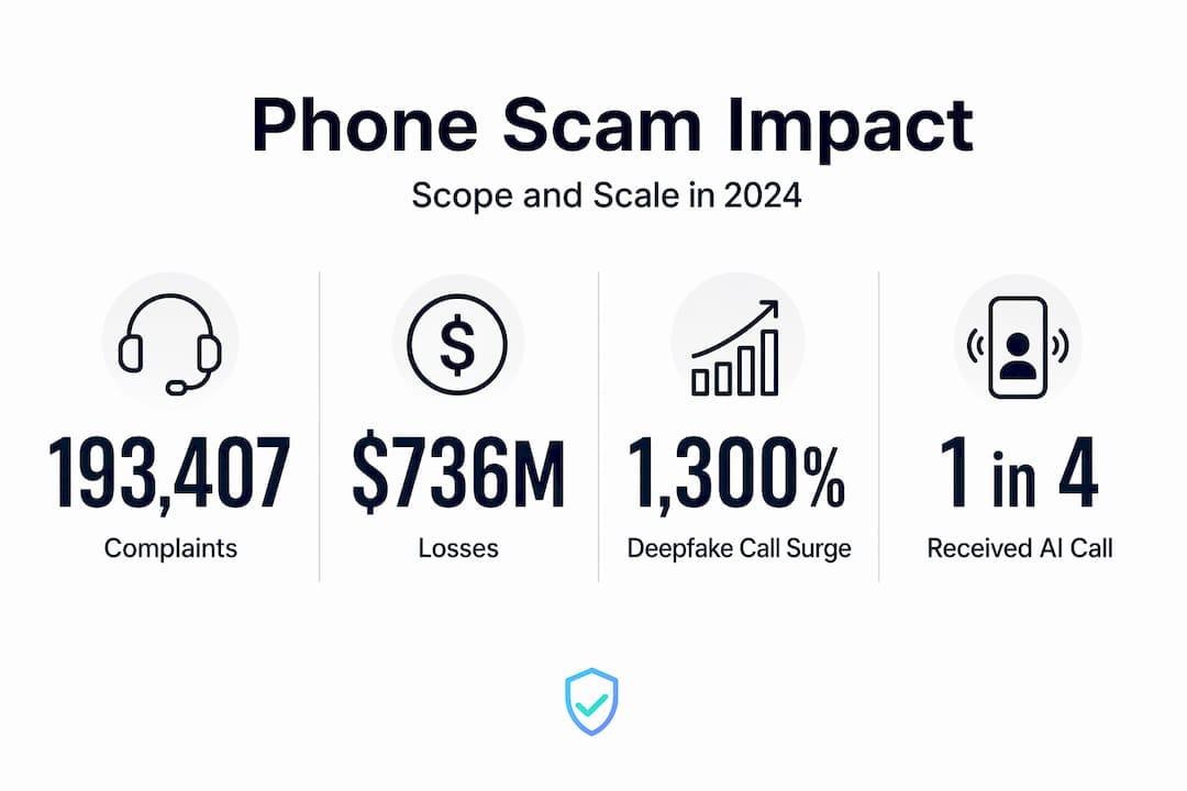 Infographic highlighting phone scam statistics for 2024