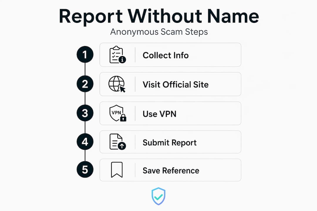 Infographic showing anonymous reporting process steps