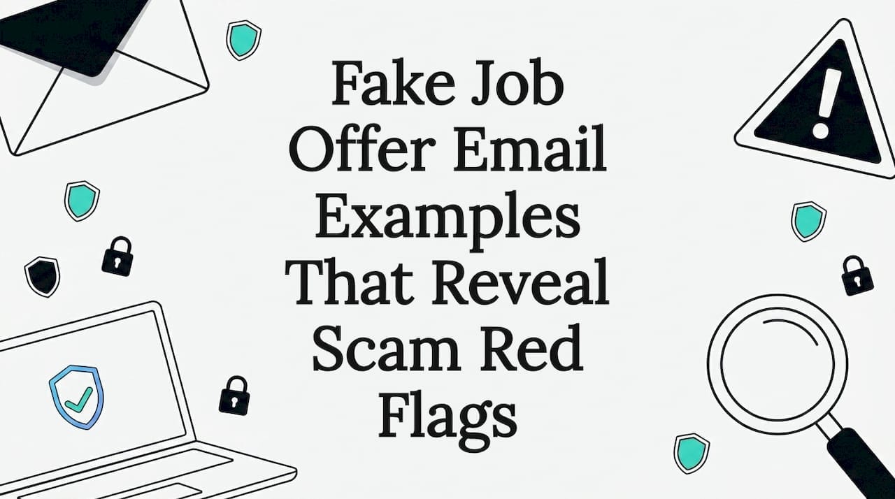 Decorative job scam title card illustration